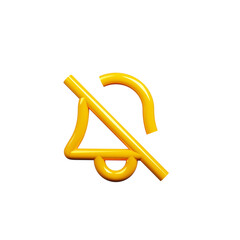 Realistic 3D Render of Bell Icon for Notifications