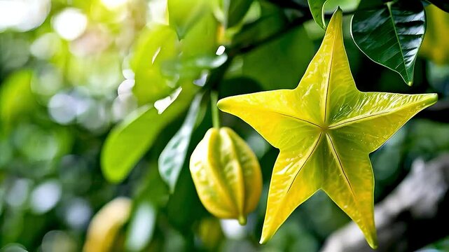 starfruit  hanging from  a tree
