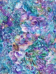 Naklejka premium A vibrant and colorful abstract design featuring swirling patterns and textures in shades of blue, purple, and green, ideal for creative projects.