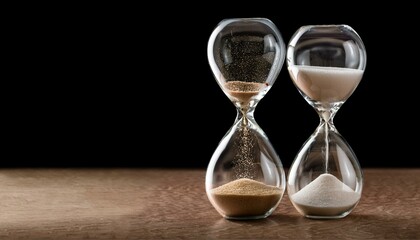A classic hourglass with sand flowing through it isolated on transparency background PNG
