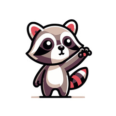 Naklejka premium A curious raccoon standing on its hind legs, reaching out with its tiny paws