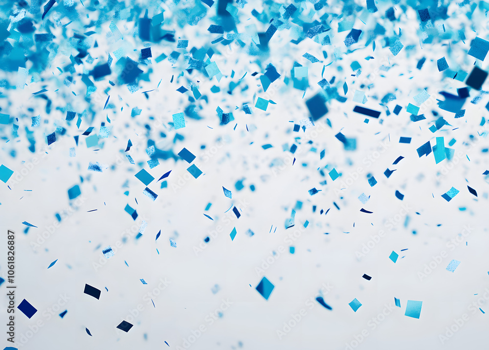 Poster blue confetti falling randomly. abstract background with flying particles. vector illustration can b