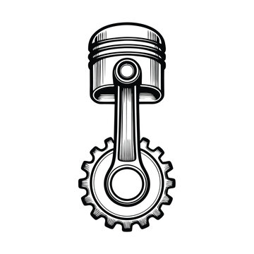 recommend clip art: A minimalist line art icon of a piston, with thin, clean lines surrounding it.