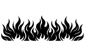 Border fire flame silhouette vector illustration.