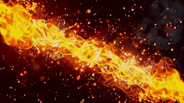 a fire  with  sparks  flying