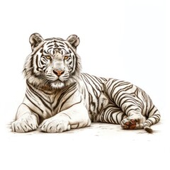Fototapeta premium Vintage drawing of white tiger wildlife animal mammal.
