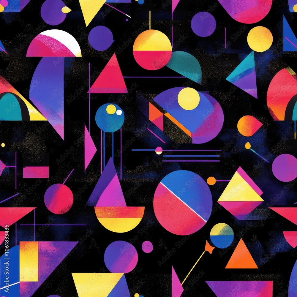 Leinwandbilder geometric shapes pattern with vibrant colors on a dark background suitable for modern design project