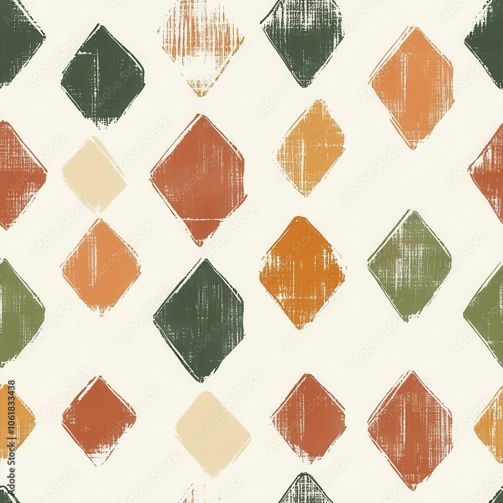 Poster earthy diamond pattern woven in vibrant colors creating a striking visual texture for creative desig
