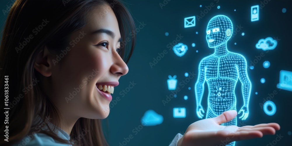 Aufkleber holographic ai interface with engaged user interaction