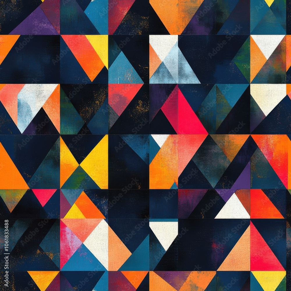 Aufkleber a vibrant pattern of large geometric triangles showcasing bold colors and shapes in a contemporary d