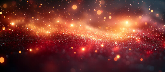 Fototapeta premium Red glitter abstract texture background. Christmas festive holiday theme design. Valentine's day, 14 february theme. Love and romance. 
