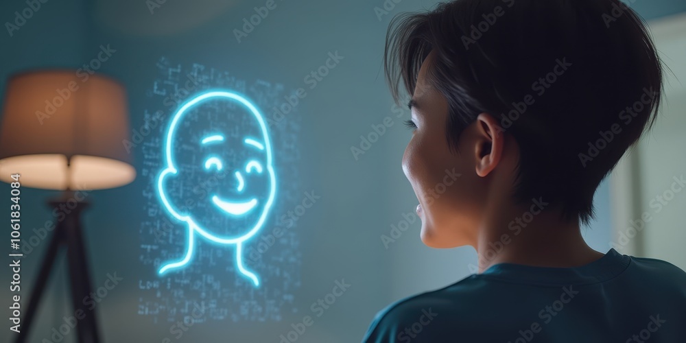 Poster smart assistant displaying virtual avatar interaction