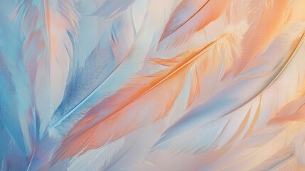 Abstract Native American feather pattern with soft pastel colors, representing freedom and culture