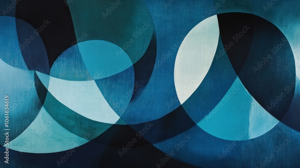 Aufkleber abstract, overlapping circles in cool tones, creating a harmonious and modern wall design