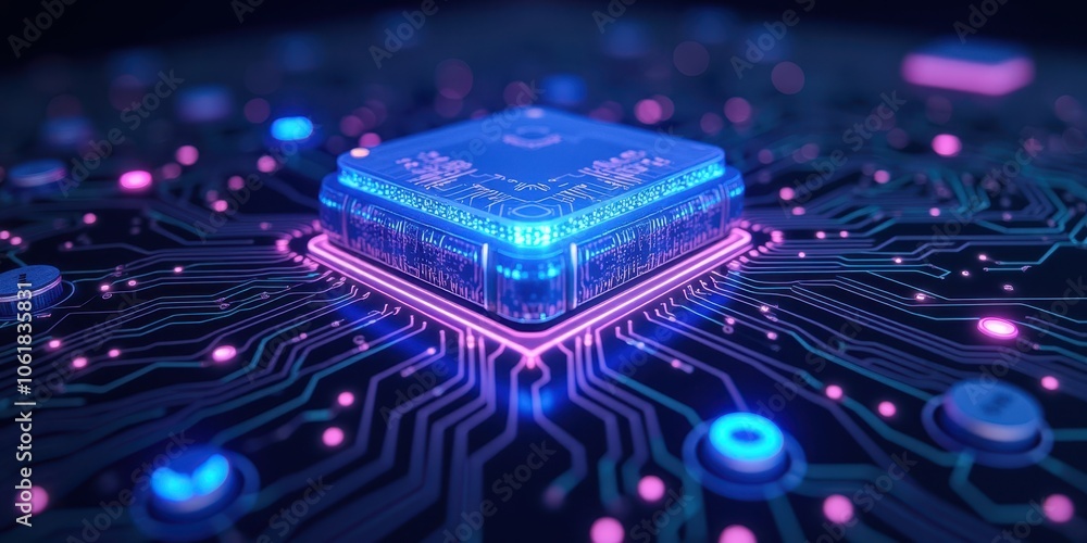 Aufkleber futuristic circuit board with microchip design