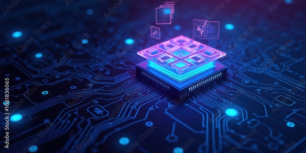 Poster high-tech electronic circuit board with processor design