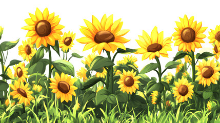 field of sunflowers highlighted by white, png