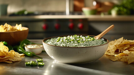 Shorty’s Famous Espinaca Dip in a Modern Kitchen Setting