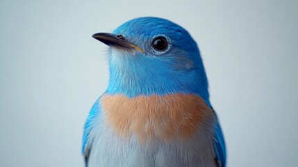 Obraz premium Close up Portrait of a Bluebird with White and Orange Breast Feathers