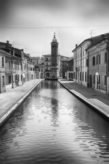 Fototapeta premium Walking among the picturesque canals of Comacchio, Italy