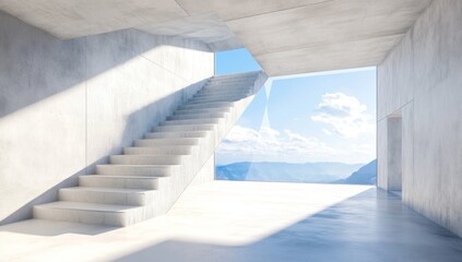 Obraz premium Concrete Stairway with Mountain View