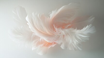 Fototapeta premium Delicate feather-like shapes in soft pastels, adding a light and airy touch to the wall