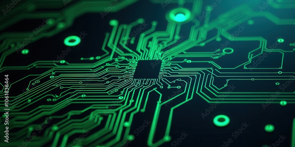 Poster organic circuit board with green patterns and design