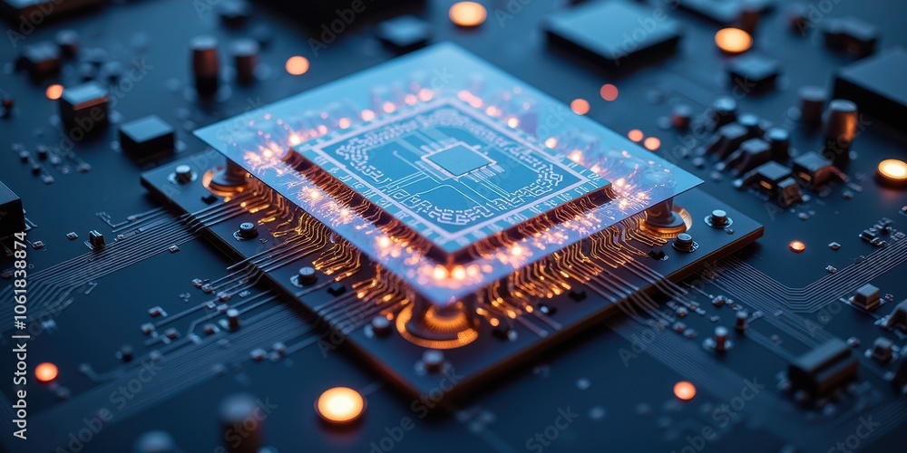 Poster detailed circuit board with layered design elements