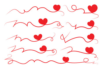 
Filigree curly Calligraphic Heart, Fancy Line Flourishes Swirls hearts, curve romantic love separator, Valentine's Day divider flourish, Calligraphy Flourish lettering header red hearts border





