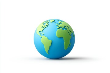 Fototapeta premium Blue and green globe with the continents of Africa and South America. The globe is on a white background