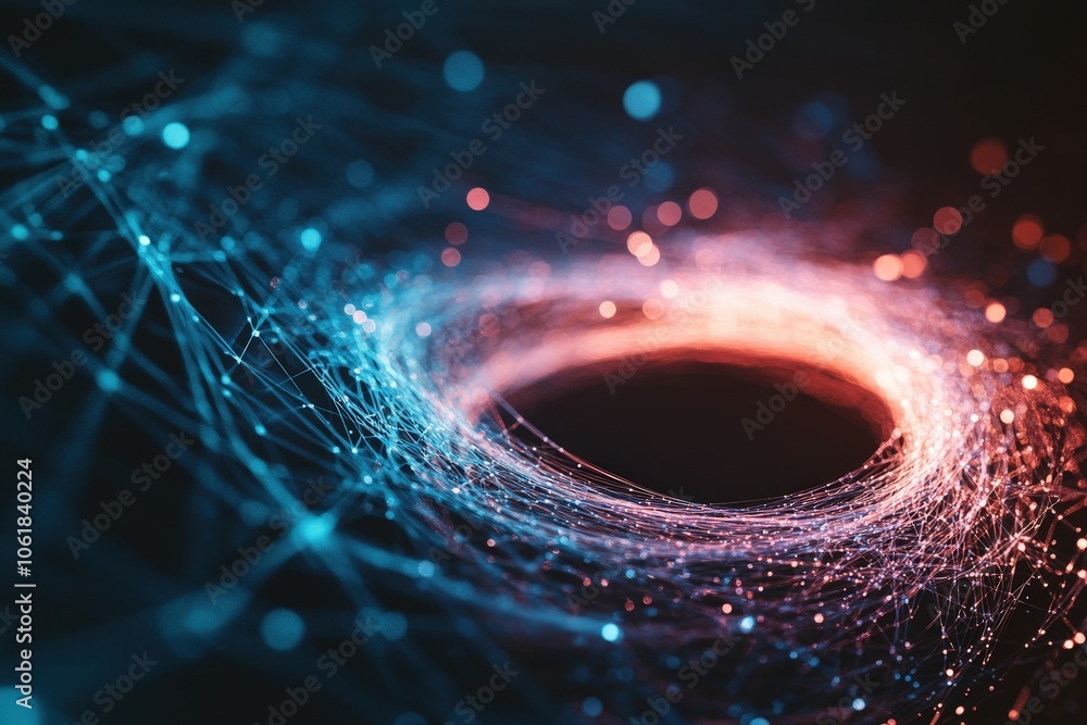 Poster abstract design of interconnected circles and lines