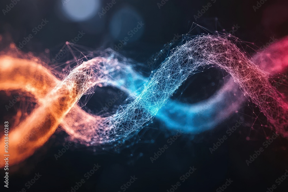 Poster abstract design of interconnected circles and lines