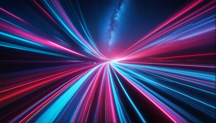 Obraz premium Vibrant Neon Speed Lines on a Night Road