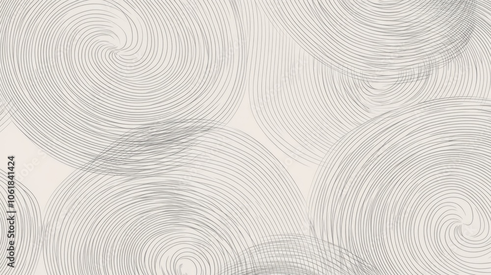Poster minimalist line pattern with overlapping circles, creating a soft and contemporary wall decoration