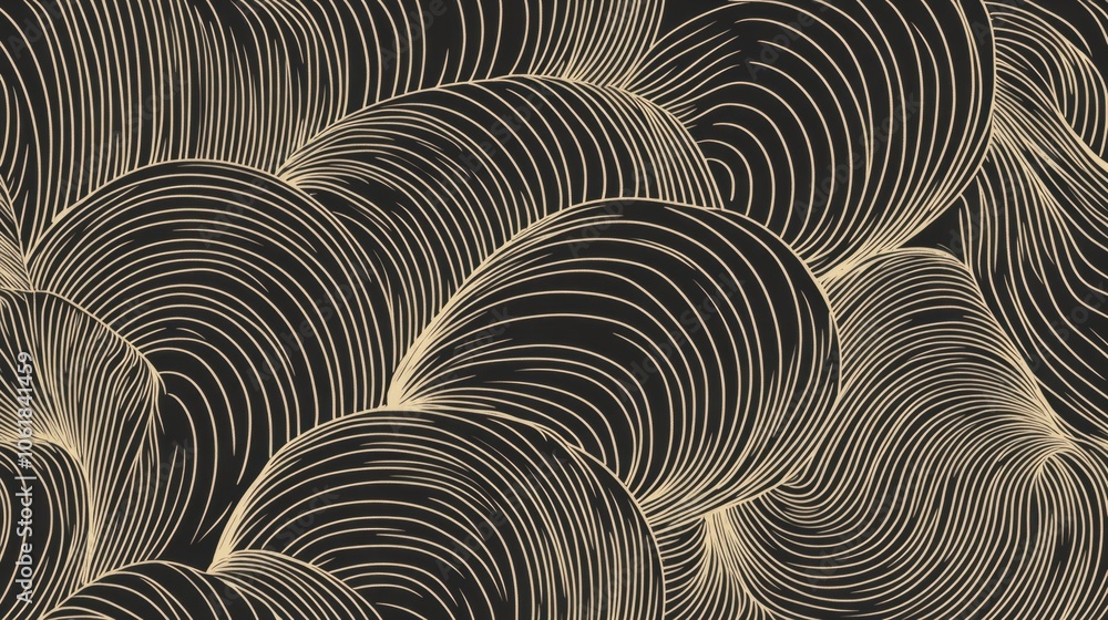 Poster minimalist line pattern with overlapping circles, creating a soft and contemporary wall decoration