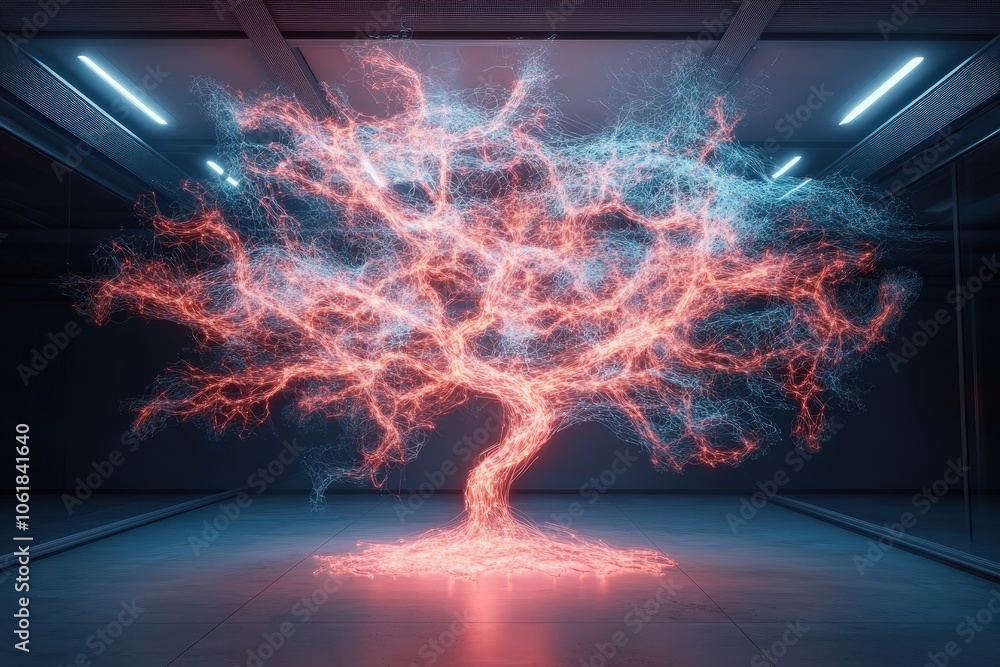 Canvas Prints glowing digital tree in futuristic scene