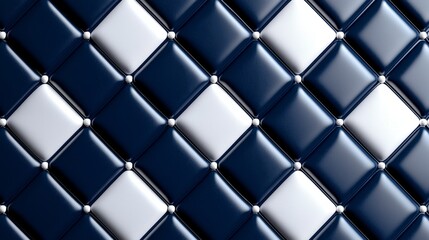 Naklejka premium Elegant blue and white quilted pattern with glossy finish perfect for modern interior design and textiles