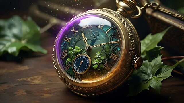 An antique old pocket watch. Seamless 4K looping timelapse video animation background