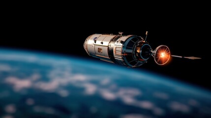Fototapeta premium Spaceship Orbiting Earth
