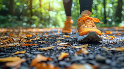 Happy athletic woman running in nature in the morning.
