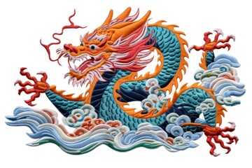 Dragon embroidery pattern craft.
