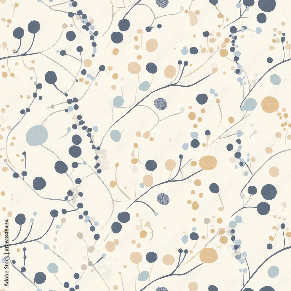 Aufkleber Soft minimalistic pattern of interconnected circles and lines on a light background for calming design inspiration