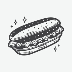 Submarine Sandwich Silhouette Vector Illustration Isolated On White Background Ideal For Food Designs
