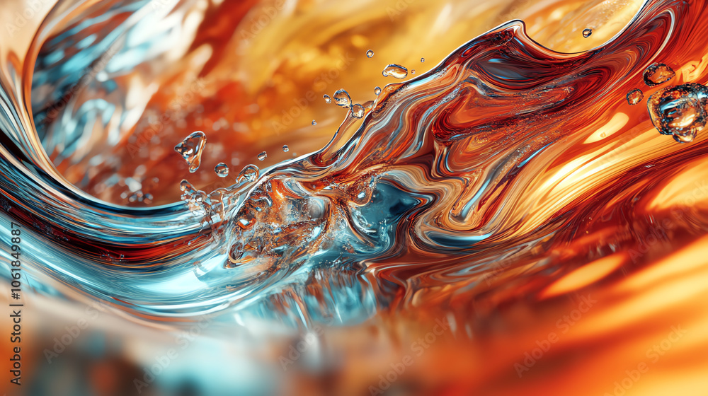 Poster abstract fluid art showcasing vibrant colors and dynamic patterns in a mesmerizing wave-like formati