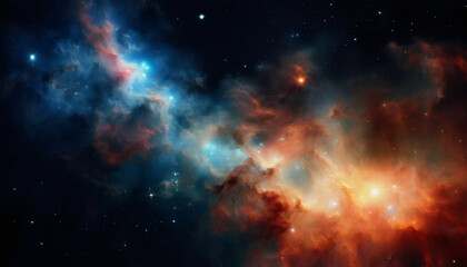 Fototapeta premium A stunning astrophotography shot capturing the swirling colors of cosmic dust in a nebula, illustrating the dynamic processes that shape our universe.