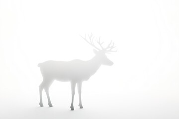 Fototapeta premium Silhouetted deer in soft, misty white backdrop