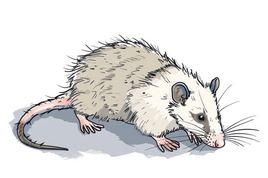 recommend clip art: Opossum flat illustration wildlife animal mammal.