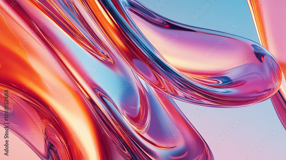 Poster Colorful abstract wave shapes blending in a smooth gradient, creating a sense of fluidity and motion.