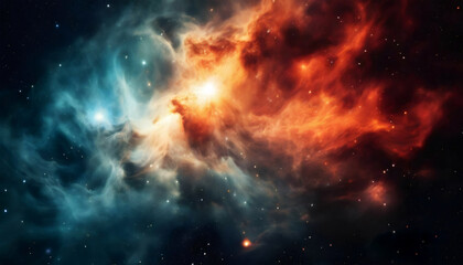 An ethereal nebula illuminated by the light of distant stars, creating a stunning cosmic landscape filled with vibrant colors and celestial beauty.