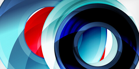 Fototapeta premium Bright colorful circles with light effects. Abstract background